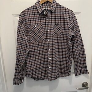 WON Woolf Men's Plaid Shirt in Brown and Black